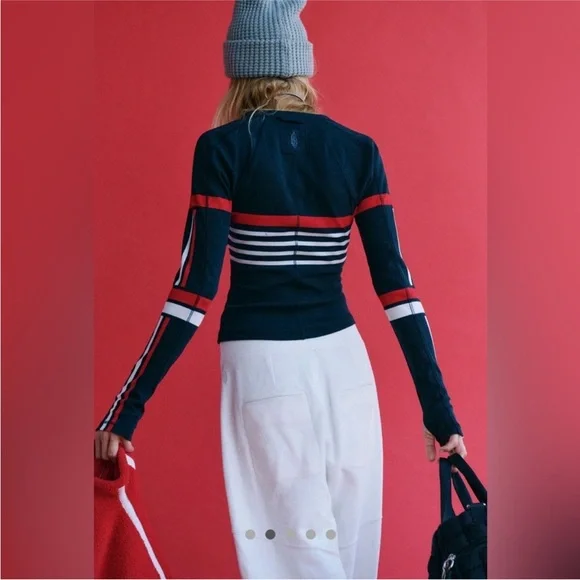 Fp movement black striped Henley Top - Picture 3 of 7